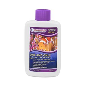 drtim's aquatics reef one & only nitrifying bacteria – for reef, nano and seahorse aquaria, new fish tanks, aquariums, disease treatment – h20 pure fish tank cleaner – removes toxins – 4 oz. (401)