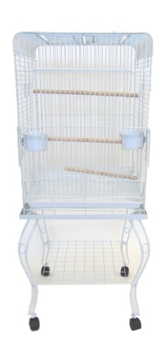 YML 20-Inch Open Top Parrot Cage with Stand, White