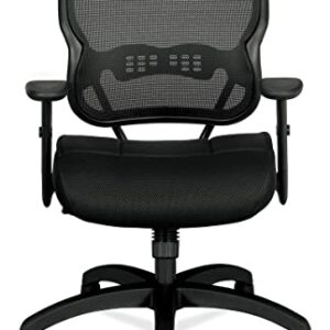 HON Wave Office Chair Mid Back Mesh Ergonomic Computer Desk Chair - Adjustable Arms, Lumbar Support, Synchro-Tilt Tension Angle Lock Recline, Comfortable Cushion, 360 Swivel Rolling Wheels - Black