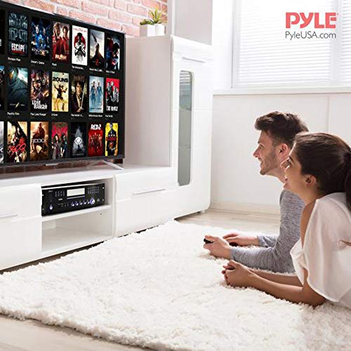 Pyle Home 4 Channel Pre Amplifier Receiver - 1000 Watt Compact Rack Mount Home Theater-Stereo Surround Sound Preamp Receiver W/ Audio/Video System, CD/DVD Player, AM/FM Radio, MP3/USB Reader PD1000A