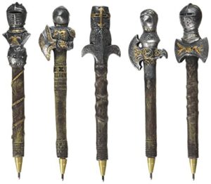 design toscano cl993664 knights of the realm: battle armor pen c..., set of 5,full color