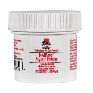 top performance medistyp pet styptic powder with benzocaine – stops pain, stops bleeding from minor cuts, 1/2-ounce size