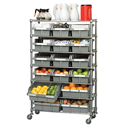 Seville Classics Commerical Grade NSF-Certified Bin Rack Storage Steel Wire Shelving System - 16 Bins - Gray