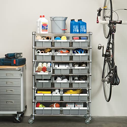 Seville Classics Commerical Grade NSF-Certified Bin Rack Storage Steel Wire Shelving System - 16 Bins - Gray