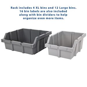 Seville Classics Commerical Grade NSF-Certified Bin Rack Storage Steel Wire Shelving System - 16 Bins - Gray