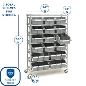 Seville Classics Commerical Grade NSF-Certified Bin Rack Storage Steel Wire Shelving System - 16 Bins - Gray