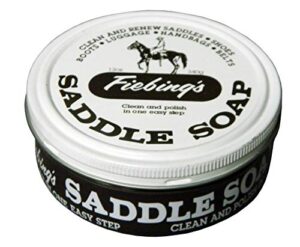 fiebing's saddle soap 12oz - white - clean, polish and maintain saddles, shoes, luggage, handbags - thoroughly cleans & restores natural preservative leather oils to maintain suppleness & strength
