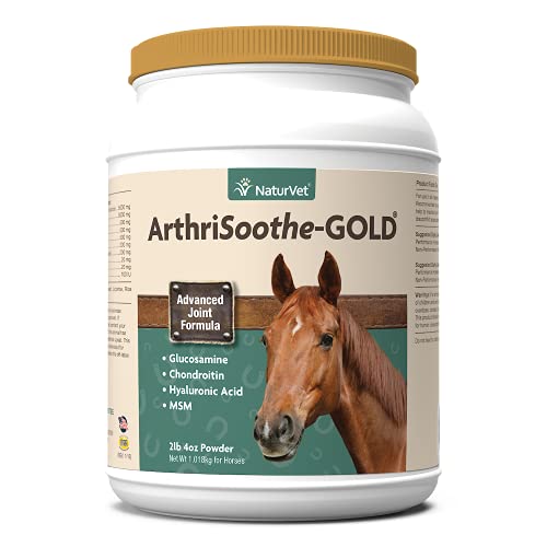 NaturVet ArthriSoothe Gold Advanced Joint Horse Supplement Powder – For Healthy Joint Function in Horses – Includes Glucosamine, MSM, Chondroitin, Hyaluronic Acid – 60 Day Supply