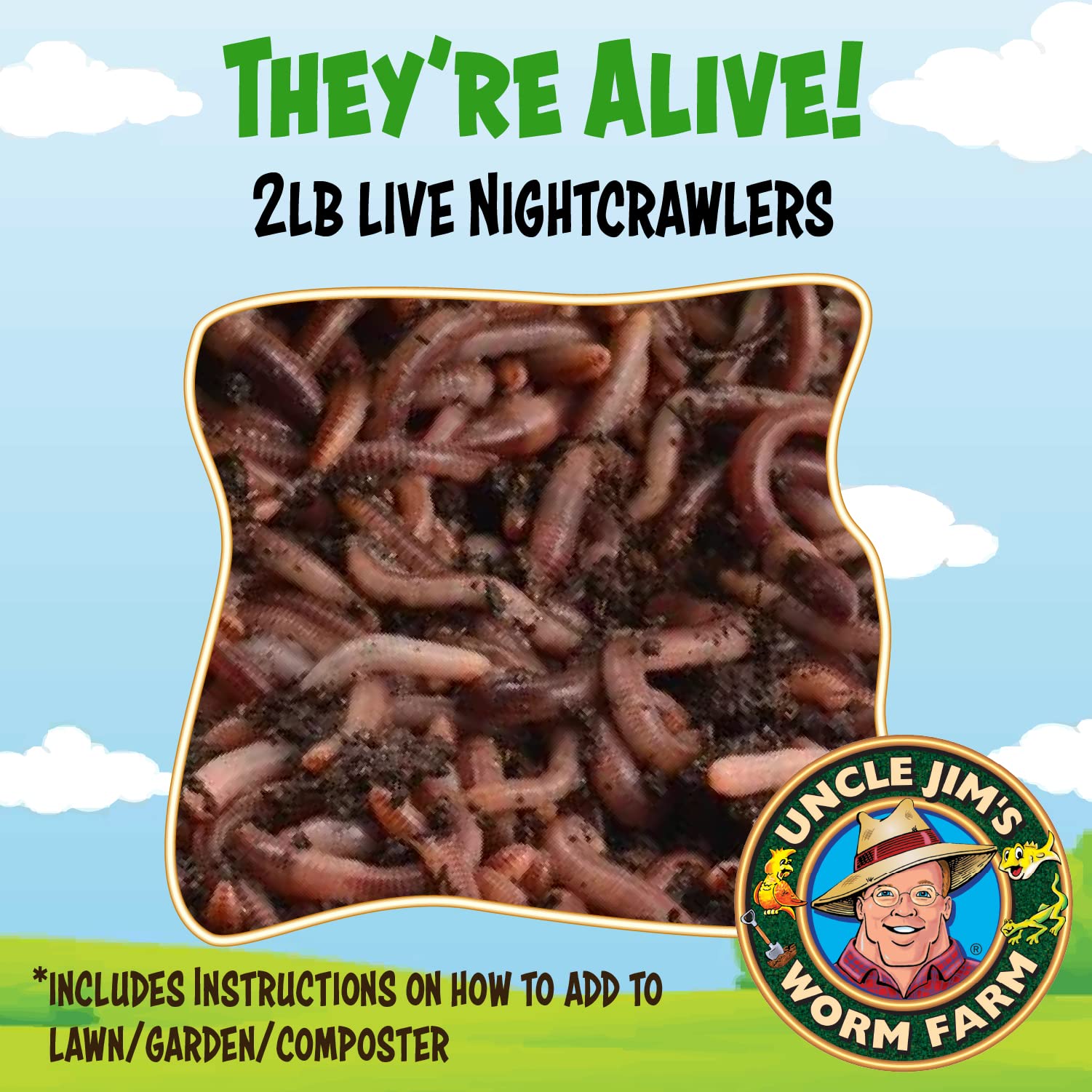 Uncle Jim's Worm Farm European Nightcrawlers Composting and Fishing Worms 2 Lb Pack