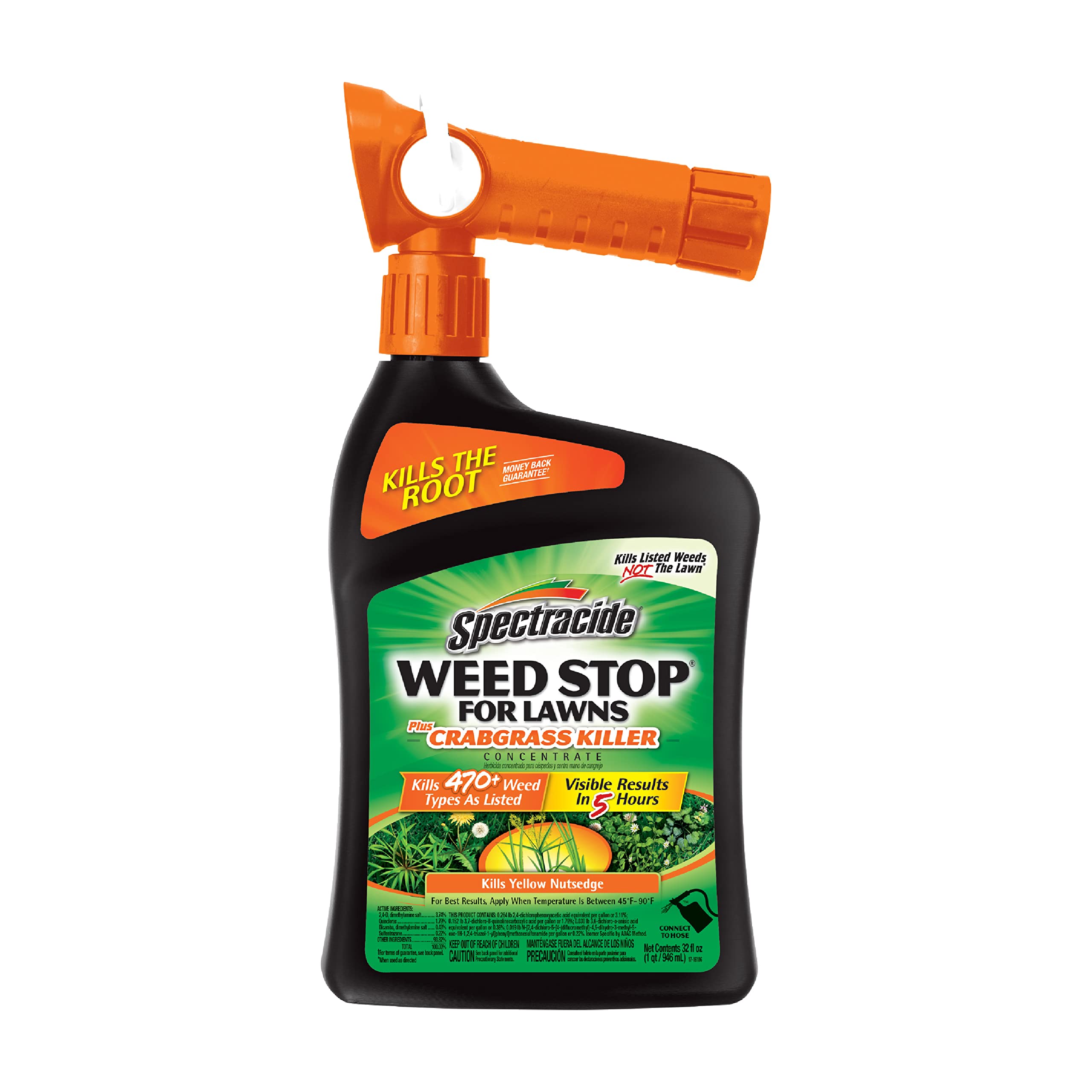 Spectracide Weed Stop For Lawns Plus Crabgrass Killer Concentrate, Kills Crabgrass On Lawn, 32 fl Ounce (RTS QuickFlip Spray)