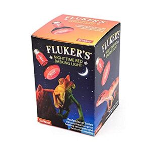 fluker's night time red basking spotlight, infrared heat lamp for reptiles, 50 watt, black