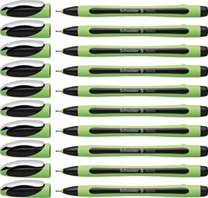 schneider xpress premium fineliner, 0.8 mm porous point, light green barrel, black ink, box of 10 pens (190001)