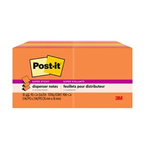 Post-it Super Sticky Pop-up Notes, 3x3 in, 10 Pads, 2x the Sticking Power, Rio de Janerio Collection, Bright Colors (Orange, Pink, Blue, Green),Recyclable (R330-10SSAU)