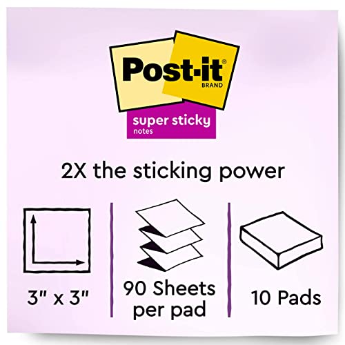 Post-it Super Sticky Pop-up Notes, 3x3 in, 10 Pads, 2x the Sticking Power, Rio de Janerio Collection, Bright Colors (Orange, Pink, Blue, Green),Recyclable (R330-10SSAU)