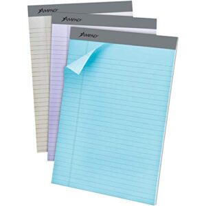 ampad evidence pastel perforated pad, size 8-1/2 x 11-3/4, assorted ( blue, gray, orchid), legal ruling, 50 sheets per pad, 6 pack (20-602r)