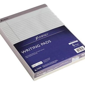 Ampad Evidence Pastel Perforated Pad, Size 8-1/2 x 11-3/4, Assorted ( Blue, Gray, Orchid), Legal Ruling, 50 Sheets per Pad, 6 Pack (20-602R)