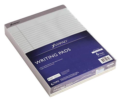 Ampad Evidence Pastel Perforated Pad, Size 8-1/2 x 11-3/4, Assorted ( Blue, Gray, Orchid), Legal Ruling, 50 Sheets per Pad, 6 Pack (20-602R)