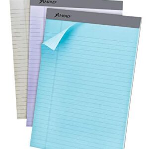 Ampad Evidence Pastel Perforated Pad, Size 8-1/2 x 11-3/4, Assorted ( Blue, Gray, Orchid), Legal Ruling, 50 Sheets per Pad, 6 Pack (20-602R)