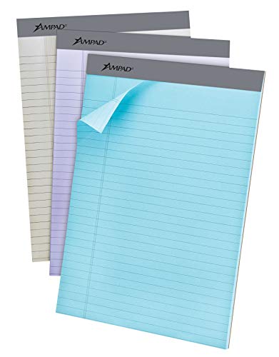 Ampad Evidence Pastel Perforated Pad, Size 8-1/2 x 11-3/4, Assorted ( Blue, Gray, Orchid), Legal Ruling, 50 Sheets per Pad, 6 Pack (20-602R)