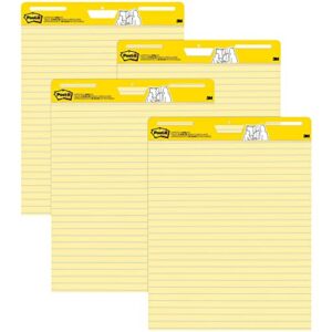post-it super sticky easel pad, 25 in x 30 in sheets, yellow paper with lines, 30 sheets/pad, 4 pads/pack, great for virtual teachers and students (561 vad 4pk)