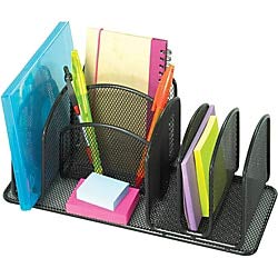 safco products 3251bl onyx mesh deluxe desktop organizer (qty. 1), black