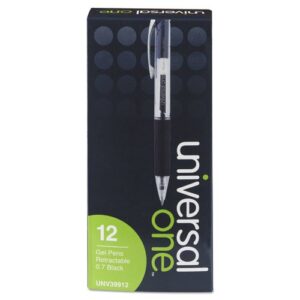 unv39912 - universal clear barrel roller ball retractable gel pen (grip may vary)