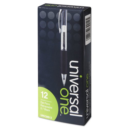 UNV39912 - Universal Clear Barrel Roller Ball Retractable Gel Pen (Grip May Vary)