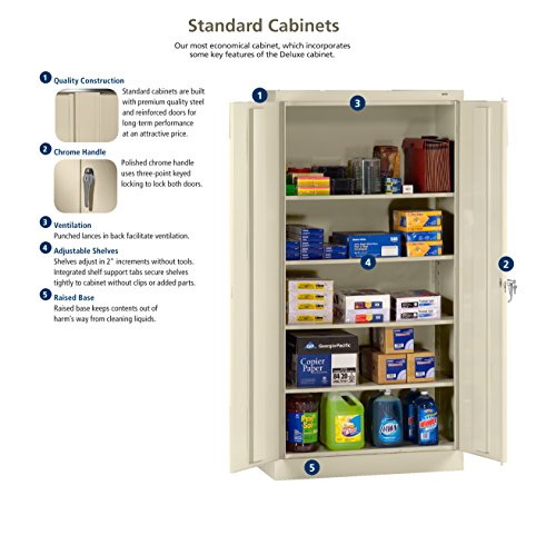 Tennsco 7214 24 Gauge Steel Standard Welded Combination Storage Cabinet, 5 Shelves, 150 lbs Capacity per Shelf (50 lbs per half shelf), 36" Width x 72" Height x 18" Depth, Putty