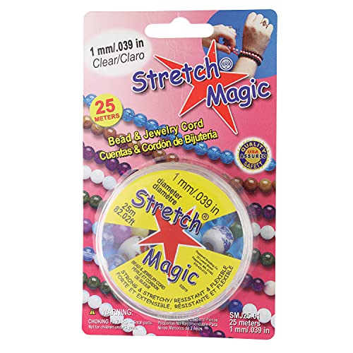 Stretch Magic Bead & Jewelry Cord - Strong & Stretchy, Easy to Knot - Clear Color - 1mm diameter - 25-meter (82 ft) spool - Elastic String for making beaded jewelry