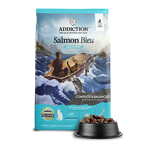 Addiction Salmon Bleu - Dry Cat Food - Complete and Balanced Diet - Skin and Coat Health Dog Formula - Features Premium King Salmon - 4 pounds