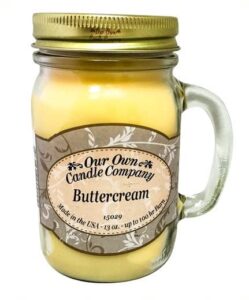 our own candle company buttercream scented 13 ounce mason jar candle