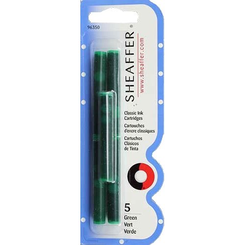 Sheaffer Skrip Fountain Pen Ink Cartridges Green - Pack of Five