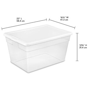 Sterilite 16598008 56 Quart/53 Liter Storage Box, White Lid w/ Clear Base, 8-Pack