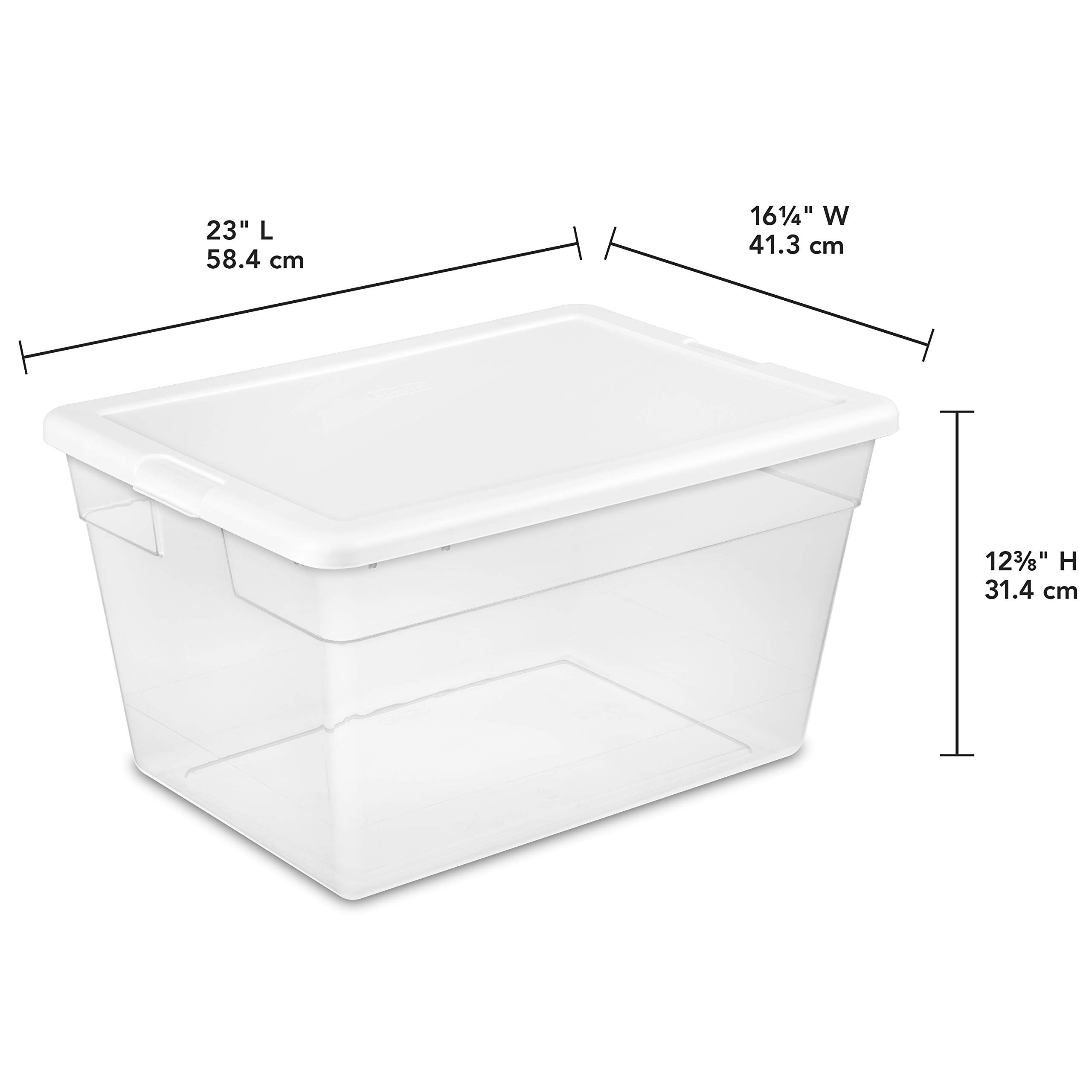 Sterilite 16598008 56 Quart/53 Liter Storage Box, White Lid w/ Clear Base, 8-Pack