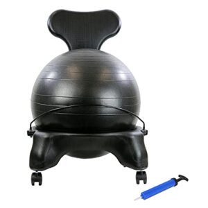 cando ball chair inflatable ergonomic active seating exercise ball chair with air pump for home, office, and classroom,black, 22"