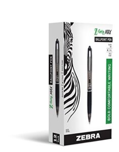zebra pen z-grip max ballpoint retractable pen, black ink, bold, dozen (20510)