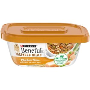 purina beneful high protein wet dog food with gravy, prepared meals chicken stew - (8) 10 oz. tubs