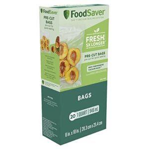 foodsaver 1-quart precut vacuum seal bags with bpa-free multilayer construction for food preservation, 20 count
