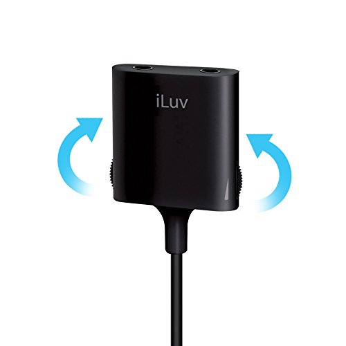 iLuv (i111) 2-Way Splitter Adapter with Independent Volume Control/Mute for iPhone, iPad Air, iPad Mini, Samsung Galaxy, other smartphones and Other 3.5mm Devices