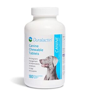 prn pharmacal duralactin canine chewable tablets - joint health supplement for dogs and puppies supports reduced inflammation - vanilla-flavored tablets containing dried milk protein - 180 canine chews
