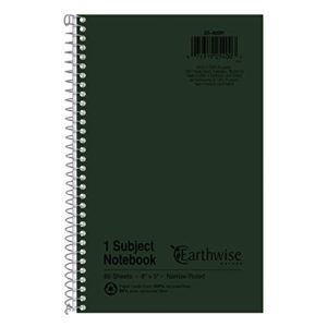 ampad single wire notebook, recycled, size 8x5, 1 subject ,green cover, narrow ruled, not 3 hole punched, 80 sheets per notebook (25-400r)