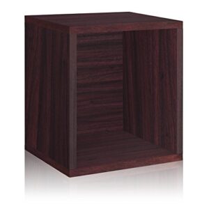 way basics cube plus cubby organizer (tool-free assembly and uniquely crafted from sustainable non toxic zboard paperboard), espresso wood grain