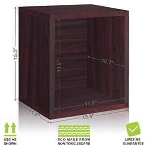 Way Basics Cube Plus Cubby Organizer (Tool-Free Assembly and Uniquely Crafted from Sustainable Non Toxic zBoard Paperboard), Espresso Wood Grain