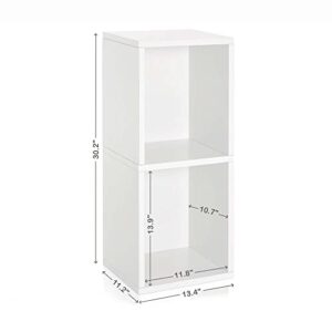 Way Basics 2-Shelf Bookcase Narrow Under Desk Storage Cube Organizer (Tool-Free Assembly), White