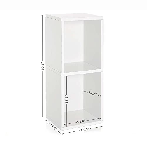 Way Basics 2-Shelf Bookcase Narrow Under Desk Storage Cube Organizer (Tool-Free Assembly), White