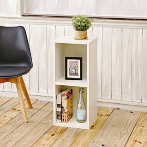 Way Basics 2-Shelf Bookcase Narrow Under Desk Storage Cube Organizer (Tool-Free Assembly), White