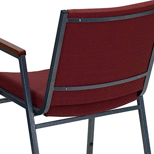 Flash Furniture HERCULES Series Heavy Duty Burgundy Patterned Fabric Stack Chair with Arms and Ganging Bracket