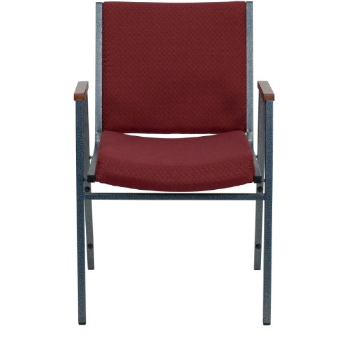 Flash Furniture HERCULES Series Heavy Duty Burgundy Patterned Fabric Stack Chair with Arms and Ganging Bracket