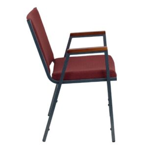 Flash Furniture HERCULES Series Heavy Duty Burgundy Patterned Fabric Stack Chair with Arms and Ganging Bracket