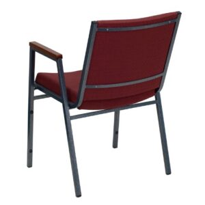 Flash Furniture HERCULES Series Heavy Duty Burgundy Patterned Fabric Stack Chair with Arms and Ganging Bracket